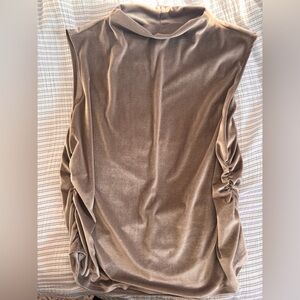 Velvet champagne sleeveless top with ruched siding size xxl